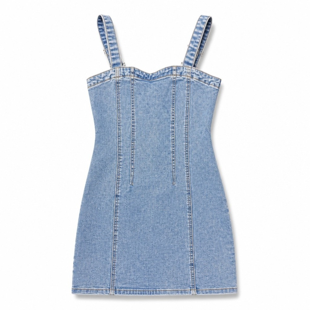 Forever 21 S Blue Denim Mini Dress Womens Vintage Boho Casual Light‎ Wash